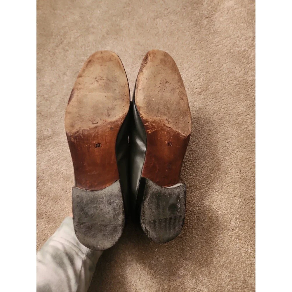 YSL Yves Saint Laurent Men's Blue Gray Leather Loafers w/ Kiltie Fringe Size 10